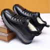 Men's soft elastic winter warm cold wool lining leather snow boots thick bottom non-slip wear outdoor casual sneakers cotton boots