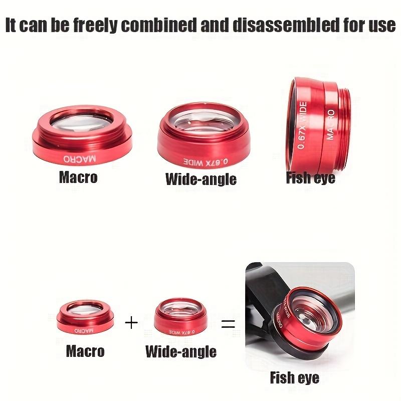 3-In-1 Mobile Phone Camera Accessory Featuring Three Lens Types: Wide-Angle, Macro, And Fisheye for Outdoor Travel Photography