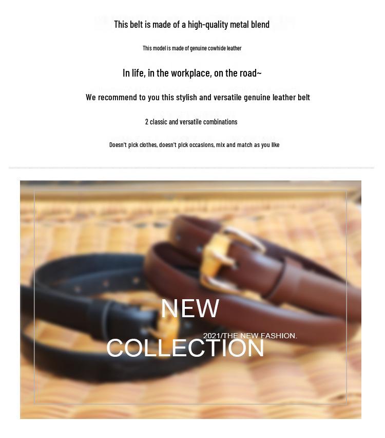 Women's Vintage Genuine Leather Belt - Versatile Waist Chain for Jeans & Casual Wear