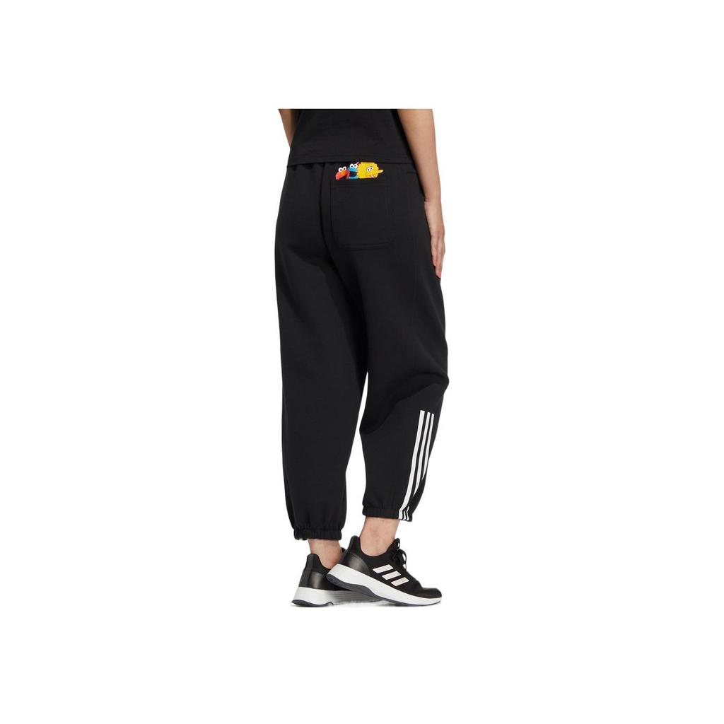 Adidas Neo Sesame Street Co-Branded Series Doll Pattern Casual Thick Sports Trousers Women Bottoms Black HM7474