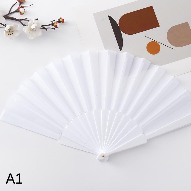 

7-дюймовий простий складаний віяло з шовкової тканини Пластмасовий кістяний віяло Китайський танцювальний віяло Суцільний колір Тайчі Ранкова зарядка Прикраси для дому своїми руками