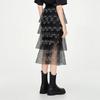 Casper collaboration black mesh fairy half length long skirt