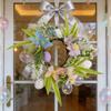 2Pcs Easter Floral Hoop Wreath Artificial Spring Butterfly Egg Rings Front Door Hanging Kitchen Cabinet Decor Seasonal