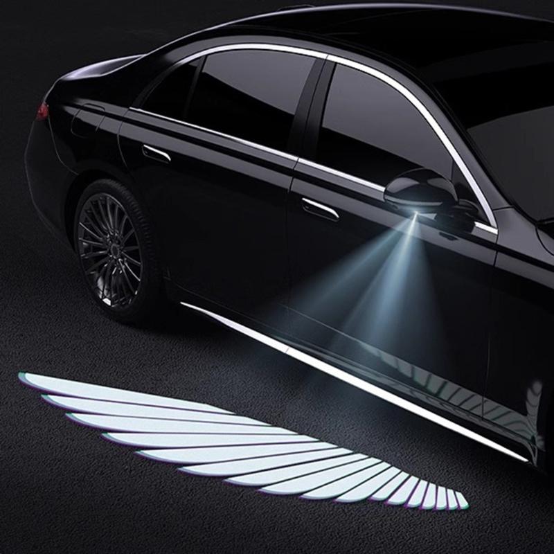 2 Stück LED-Licht Auto Engelsflügel Willkommenslicht Rückspiegelglas Willkommenslicht Engelsflügel Teppich Projektionslampe