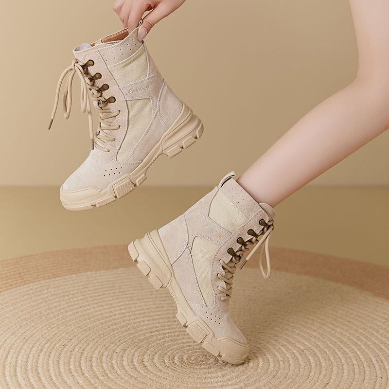 Martin Boots Women's Spring Thick-soled Suede Camping Tactical Tooling Boots Outdoor Hiking Shoes Machine Cycling