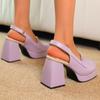 Women's high-heeled sandals spring and summer new waterproof table thick heel large size solid color bag head sandals