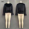 European & American Style Women's Velvet Ruffle Hoodie - Long Sleeve Solid Color Round Neck Plush Top