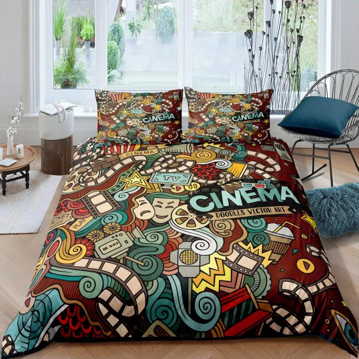 

Comforter Hip Hop Decor Colorful S Graffiti Pattern Street Culture Theme Decor Bedding Set For Adult Kids Teen Comforter (quilt)-EU Single(135*200cm)3pcs