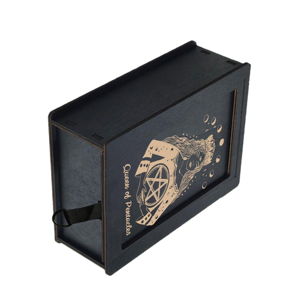 Push Pull Tarots Card Storage Box Wood Tarots Card Storage Case Portable Card Container Astrology Trinkets Box Enduring