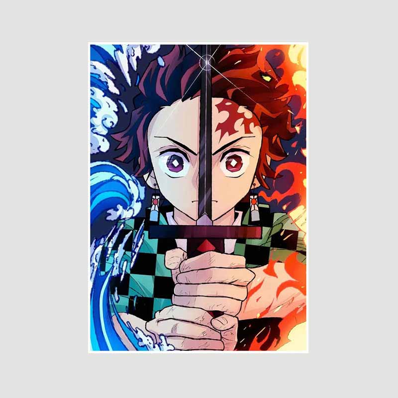 

Японский комикс фильм «Убийца демонов» поезд «Муген» аниме-постеры Kimetsu No Yaiba Белый бумажный постер Художественная роспись настенное украшение Фреска Домашний декор 42x30cm