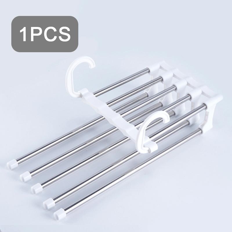 

Вешалки для брюк 5 в 1, складные, волшебные, из нержавеющей стали, экономящие место, многоярусная вешалка для брюк, складная организация для хранения в гардеробе