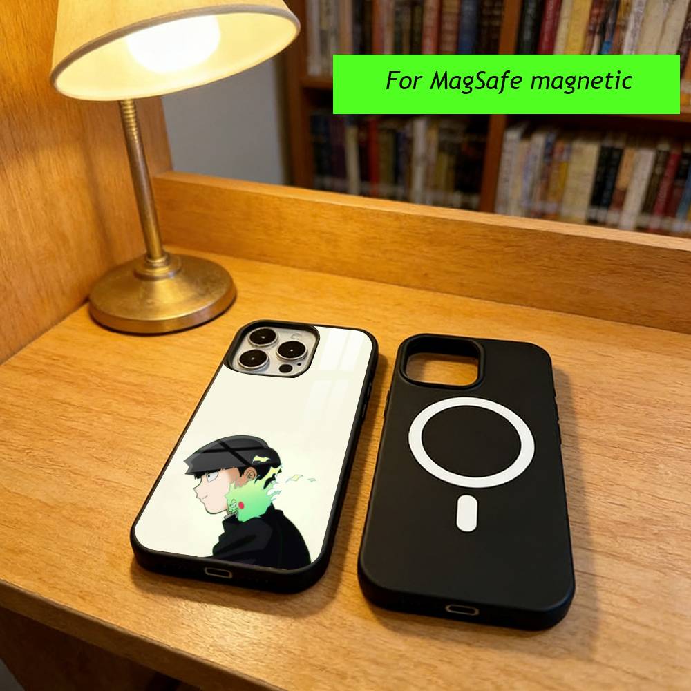 Anime M-Mob Psycho 100 Phone Case For iPhone17,16,15,14,13,12,11 Plus,Pro Magnetic with Magsafe Wireless Charging