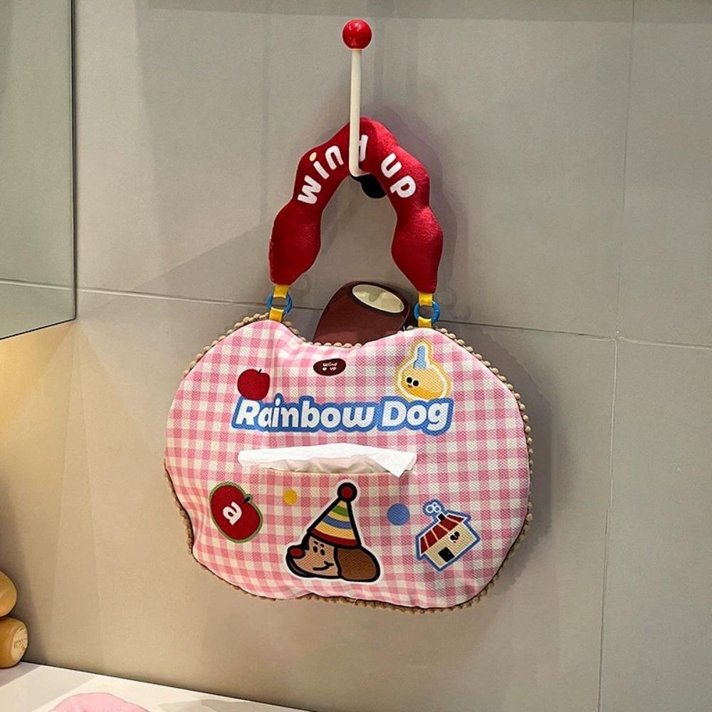 

Space Saving Fabric Face Towel Bag Cute Design Hanging Storage Bag Cotton Soft Paper Bag Home Use розовый