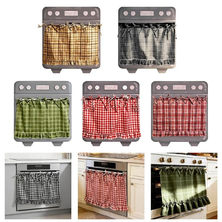 Charm Hand Stitched Oven Cover Curtain With Hide Feature For Farmhouse Kitchens