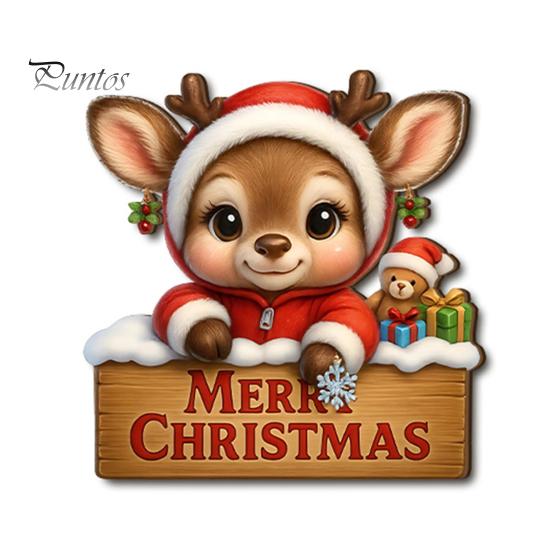 Festive Cartoon Santa Deer Ornaments Christmas Wooden Pendant, Decorative Reindeer/Santa Claus/Gnome Pattern Hanging Sign, Welcome Sign with Childlike