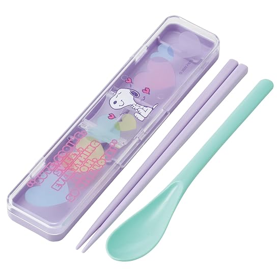 Skater Chopsticks and Spoon Set, Adult Bento Combo Set, 18cm, Silent Design, Made in Japan, Snoopy C
