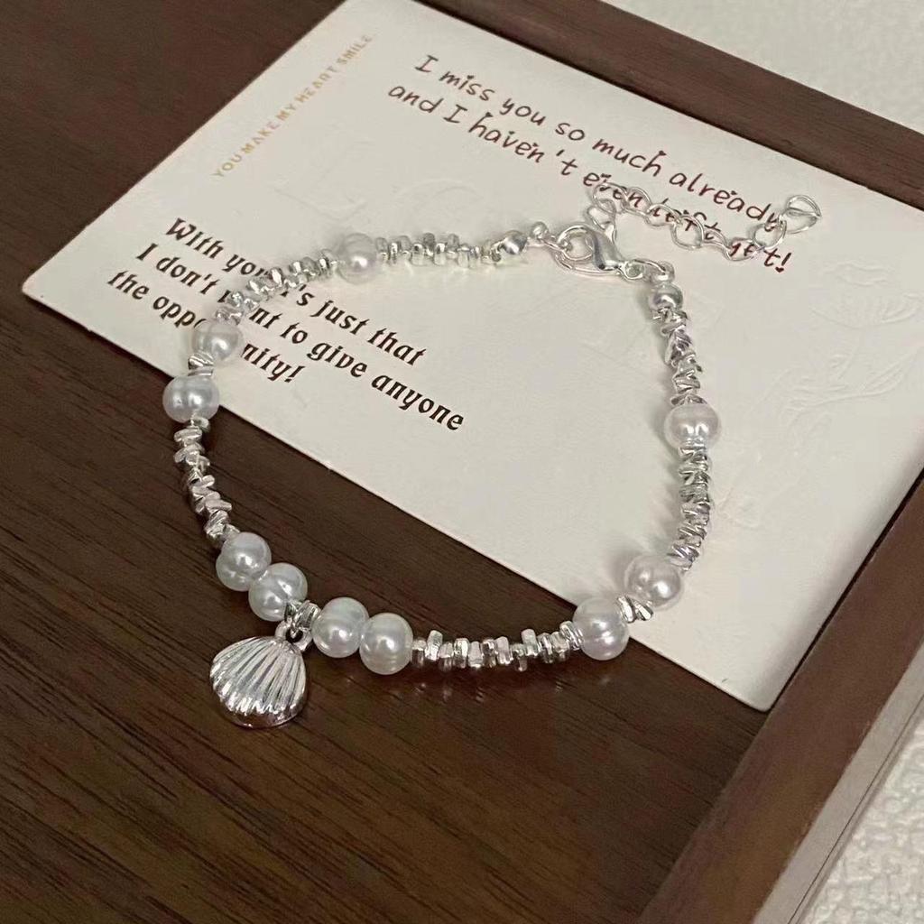 Elegant French Silver Pearl Beaded Bracelet for Women – Personalized, Versatile, and Exquisite Best Friend Gift