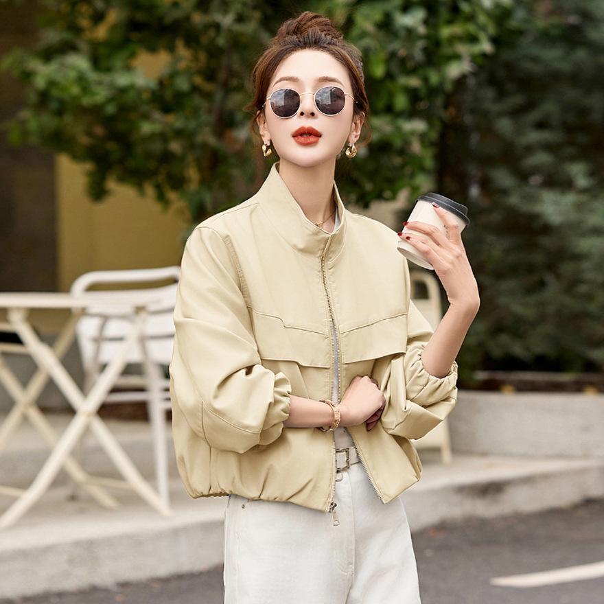 Casual loose leather jacket spring and autumn new fashion small stand-up collar leather jacket women's short