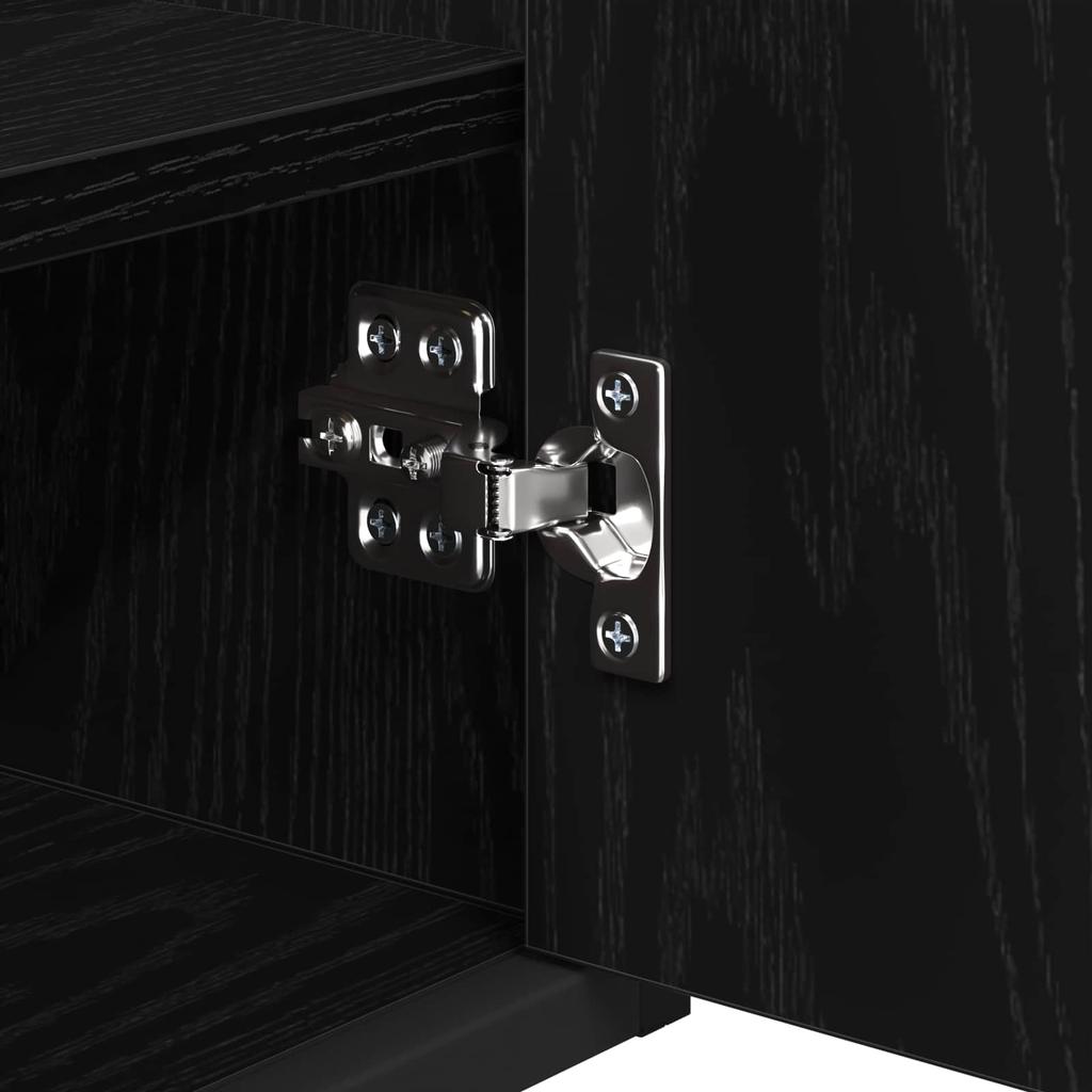 Bathroom Furniture Set with Door Black Oak Effect Wood Based Material