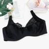 French Floral Design Plus Size Women's Full Coverage Bra Thin Breathable Single Layer Lace Underwear with Steel Support