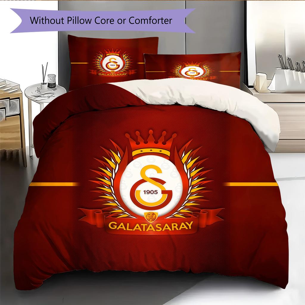 Galatasaray S.K Pattern Bedding Quilt Set Home Decoration Gift (1 * duvet cover + 2 * pillowcase without core)