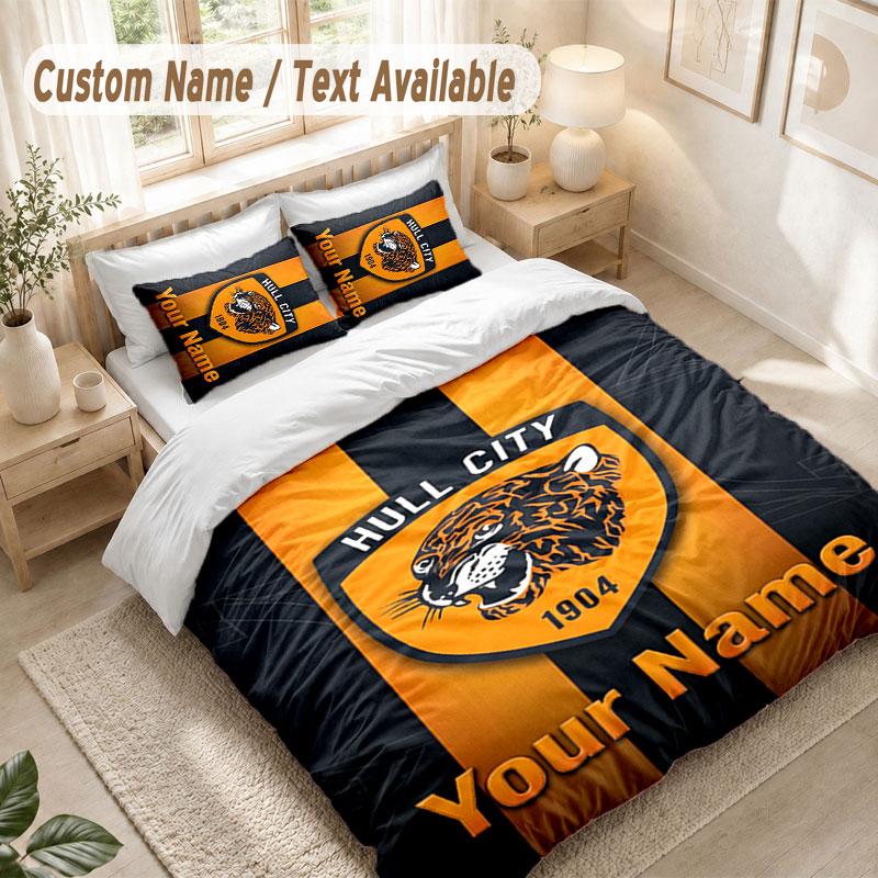 Custom Name Bedding Set 3 PiecesHull City Print Duvet Cover + 2 Pillowcases Soft Bed Decor