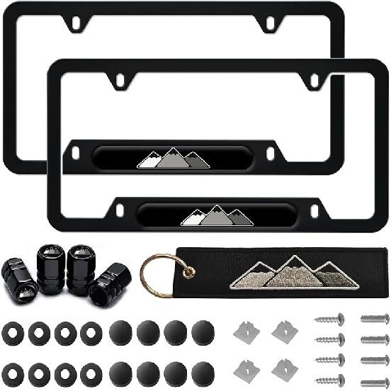 Tri-Color 3 Color Aluminum License Plate Frame Cover Holder Compatible With Toyota Vehicle Truck Trailer SUV. (White Gray-02)