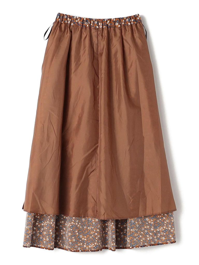Ships Colors Machine Washable Tiered Skirt with Small Floral Print, Women's, 223230026, Brown, One Size