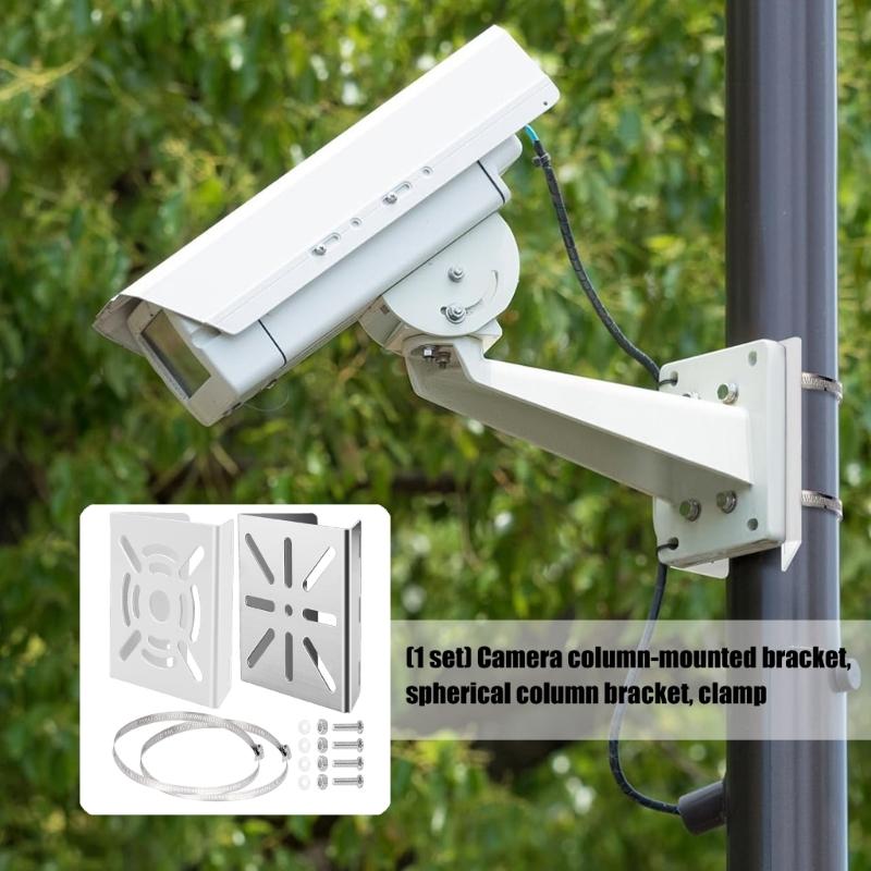 Heavy Type Iron Poles Mount Brackets Security Cameras With Adjustable Hose Clamps For Outdoor Installation