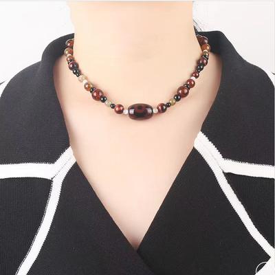 GemChic Collana da Donna Nuova Etnica Semplice con Perline in Ceramica per la Clavicola Catena Vintage Regolabile Regalo di Compleanno Natale