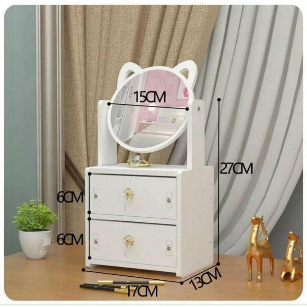 New Household Makeup Mirror Drawer Type Desktop Cosmetics Storage Box Multifunctional Jewelry Sorting Rack Makeup Tool Kit