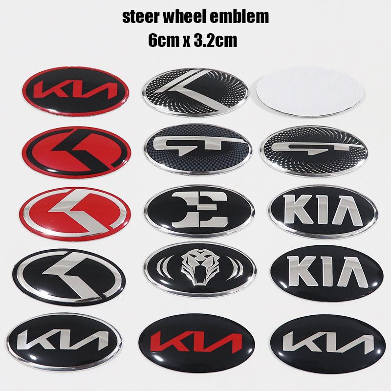 1Pc 3D Aluminium Car Steering Wheel Center Emblem Badge Sticker Decal for K2 K3 K5 KX5 GT Forte Rio Optima Sorento Accessories