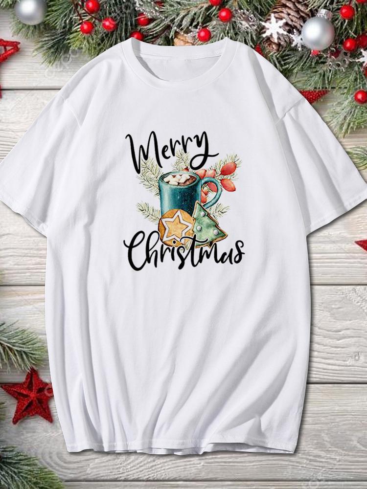 

2025 Christmas Lovely Deer Fashion Women T Shirt Trend Graphic T-Shirts Holiday Tshirt New Year O-Neck Cartoon Top Xmas Gifts S білий
