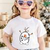 Christmas Cute Design A‑Z 26 Alphabet Printed Kids Tee Cotton O‑Neck Short Sleeve Boys Girls Winter Holiday Party Child Clothing