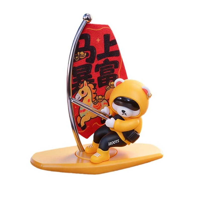 Entertaining Cute Surfing Bear Ornament Car Dashboard Decoration That Swings And Rotates For A Fun Driving Experience