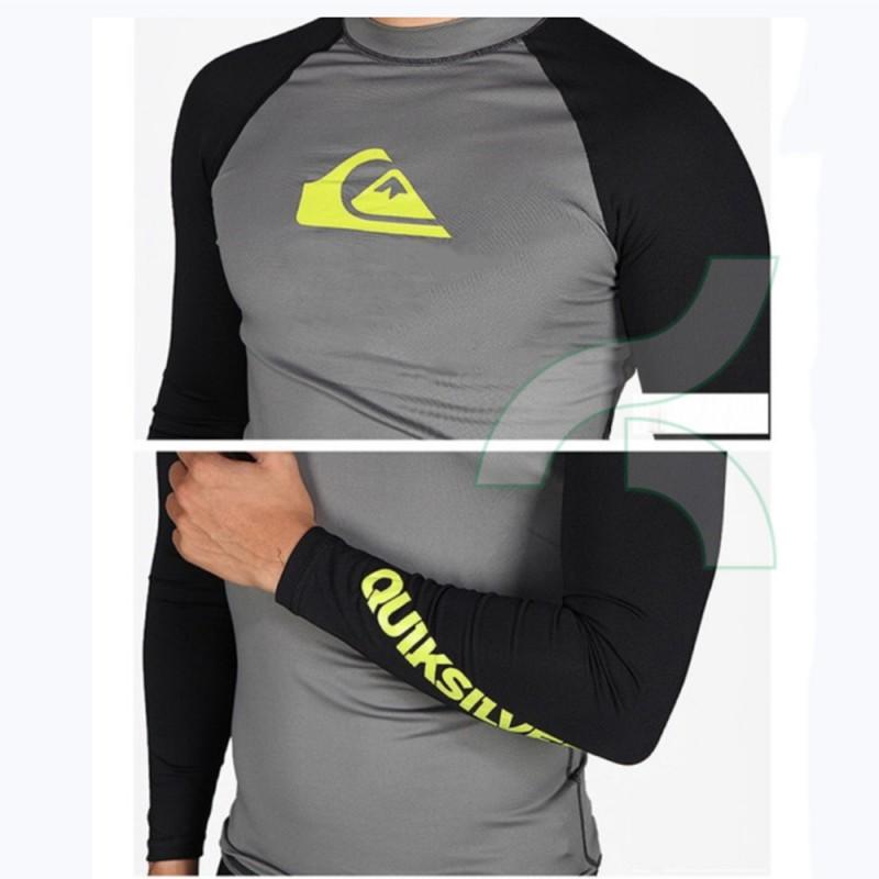 Mens Long Sleeve Rash Guard UPF 50 Quick Dry Compression Swim Shirt Surfing Diving Water Sports