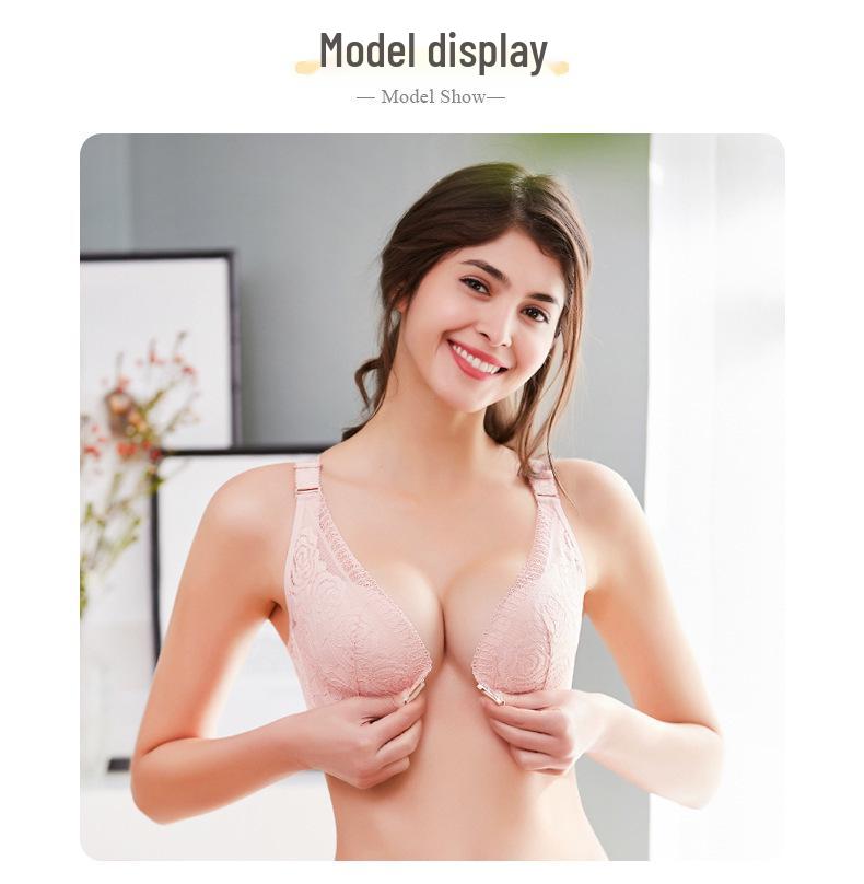 Übergröße Kabelloser Frontverschluss Rosen Dünne Cup BH für Frauen - Große Büste Schönes Rückendesign