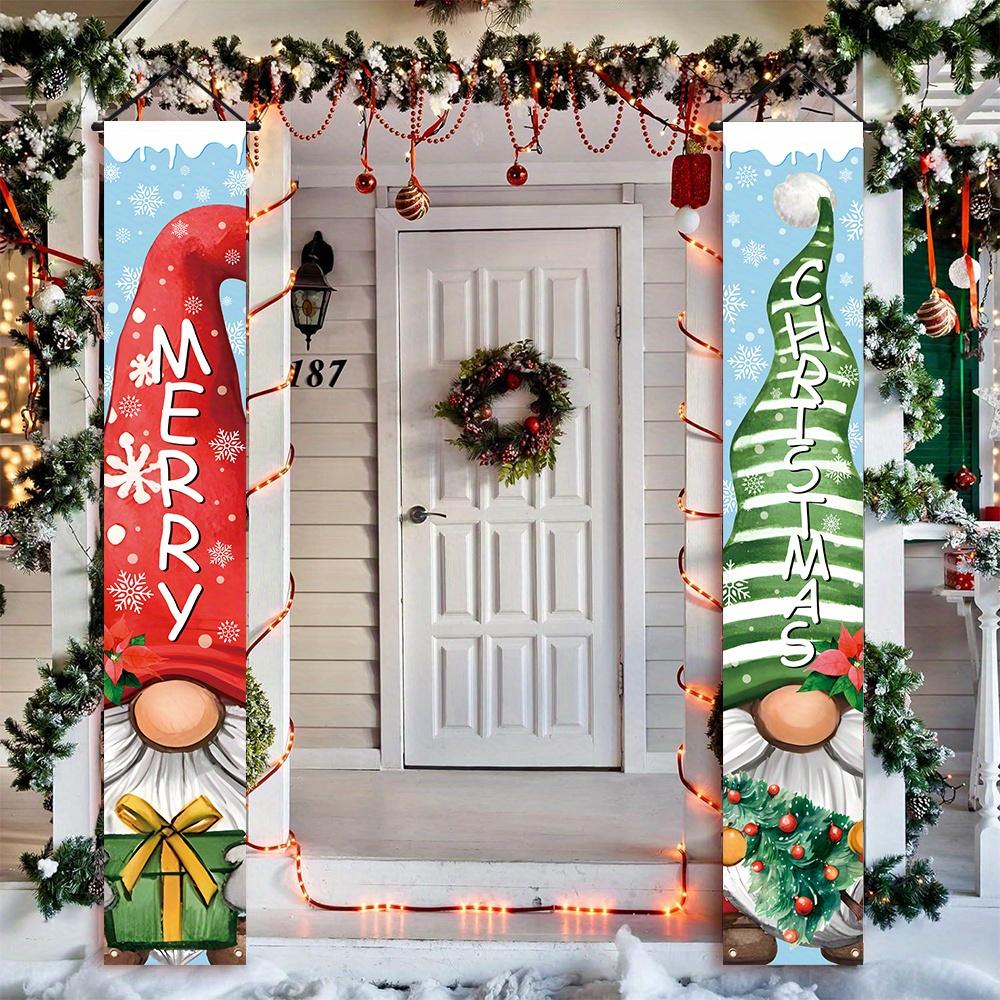 Merry Christmas Porch Sign Carnival 1 Pair Polyester Indoor Outdoor Decor