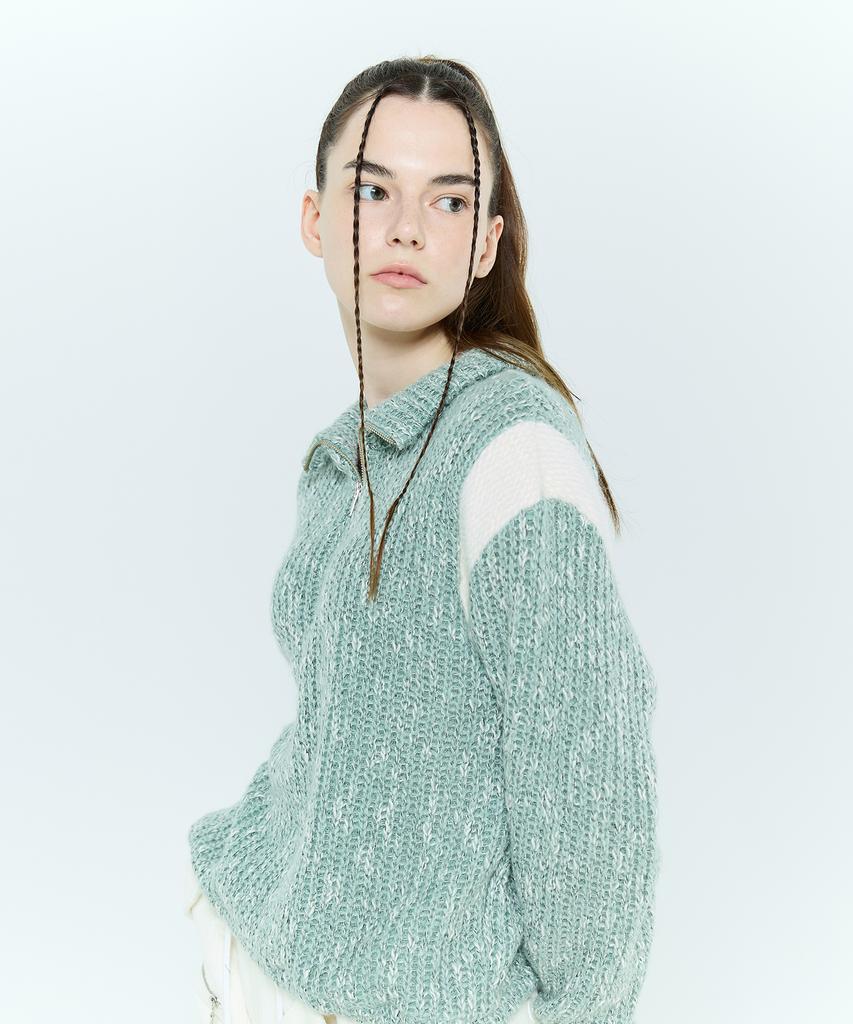 LARTIGENT L6 Colorblock Half Zip Knit(Mint)
