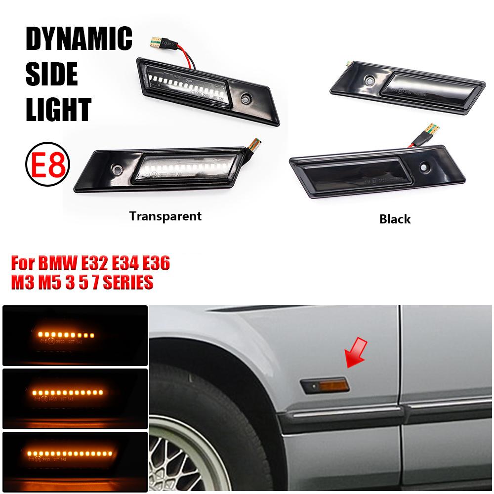 Side Indicator Lamp Sequential Dynamic Flowing LED Side Marker Lights for BMW 3er 5er 7er E36 E34 E32 86-96 Turn signal Lamps