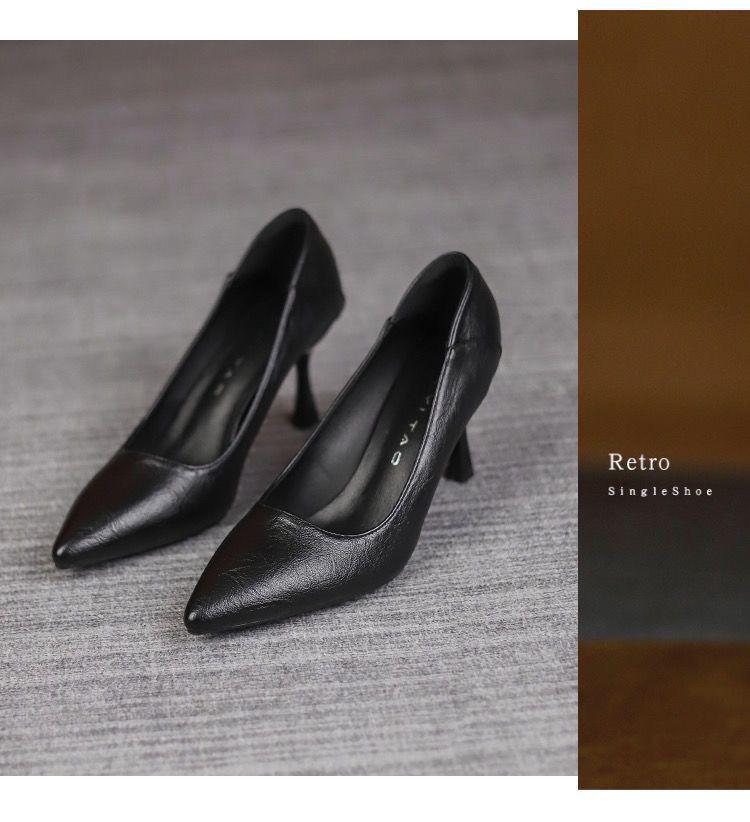 Damen Schwarze Echtleder Schafsleder Stilettoabsätze - Bequeme, Professionelle Arbeitsschuhe mit Weicher Sohle