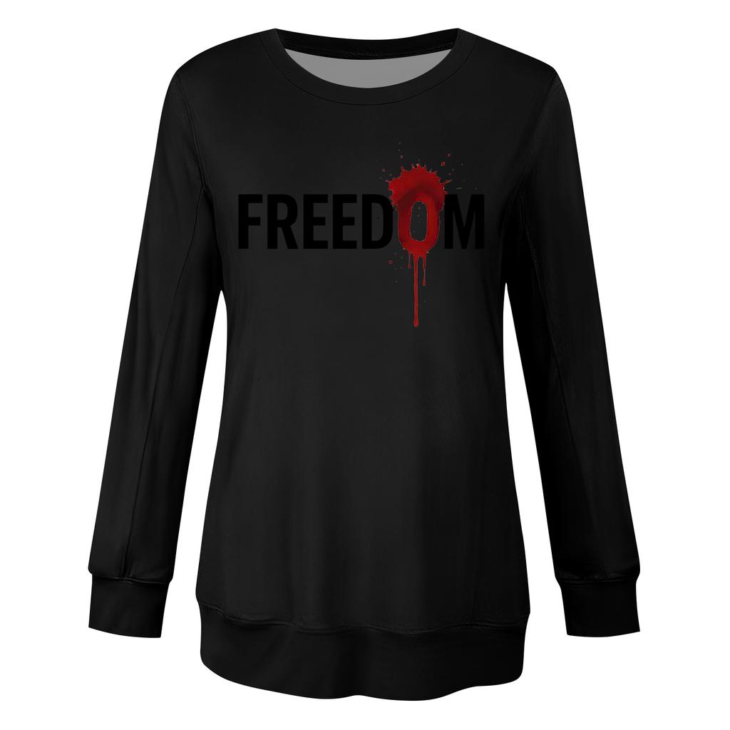 Women's Fashion Casual Long Sleeve Printed Neck Top