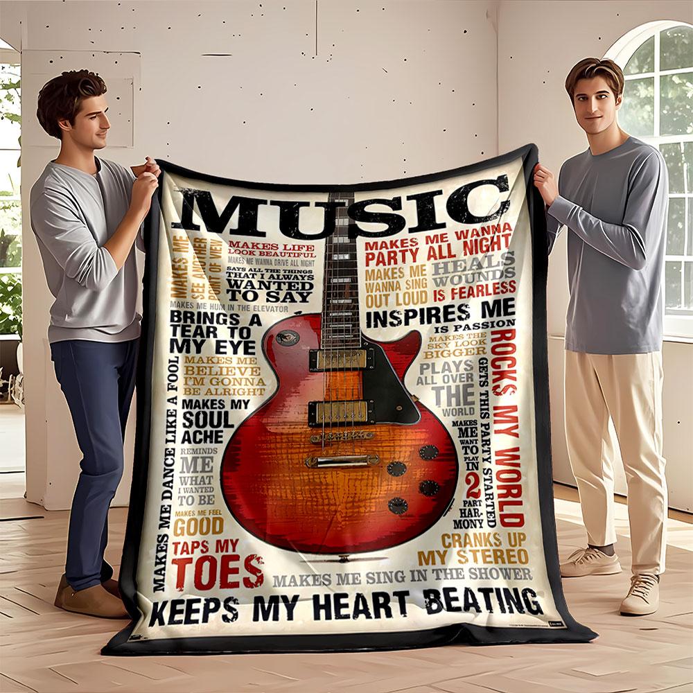 Guitar and Music Quotes Blanket for all seasons blanket lunch break throw gift