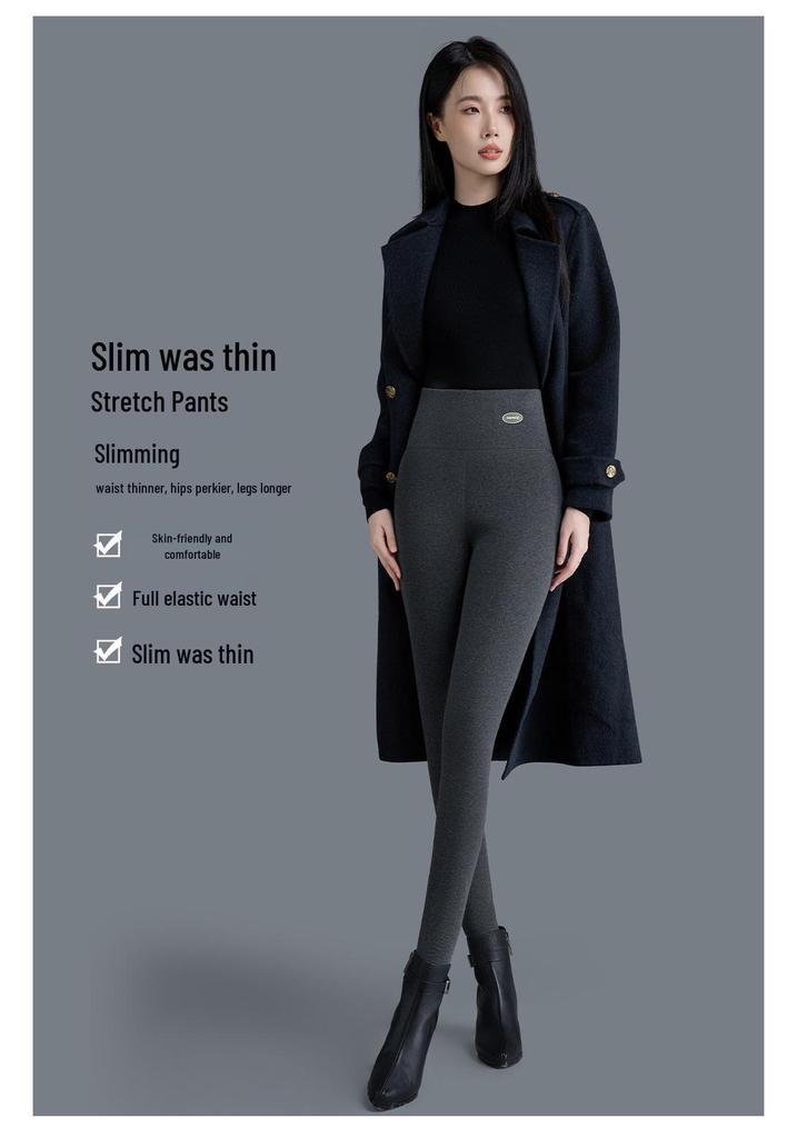 High-Waist Fleece-Lined Base Layer Pants for Middle-Aged and Elderly Women - Warm, Plus-Size, Autumn/Winter Style for Indoor/Outdoor Wear