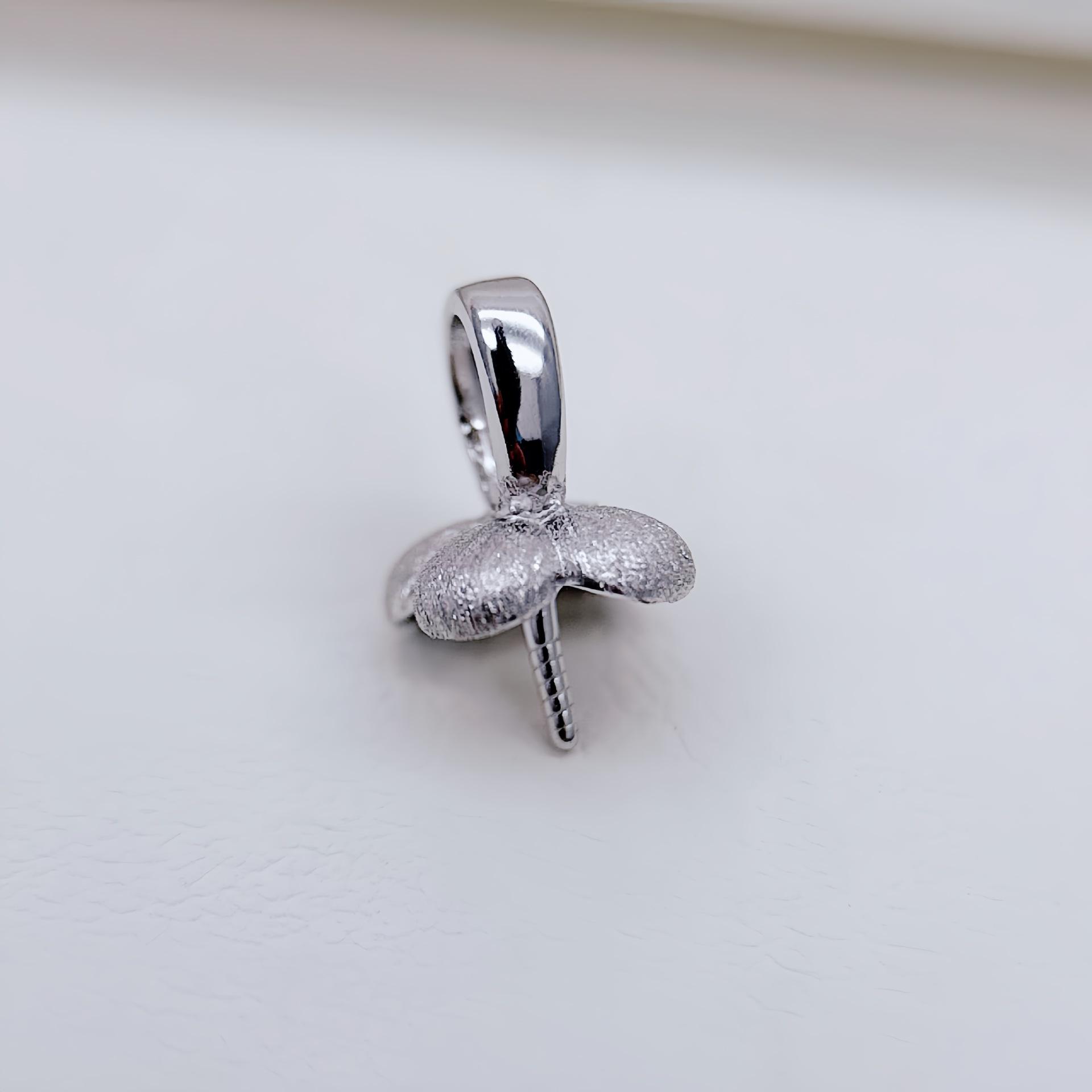 S925 Sterling Silver Frosted Persimmon Pendant for 10-14mm Amber/Jade Pearls