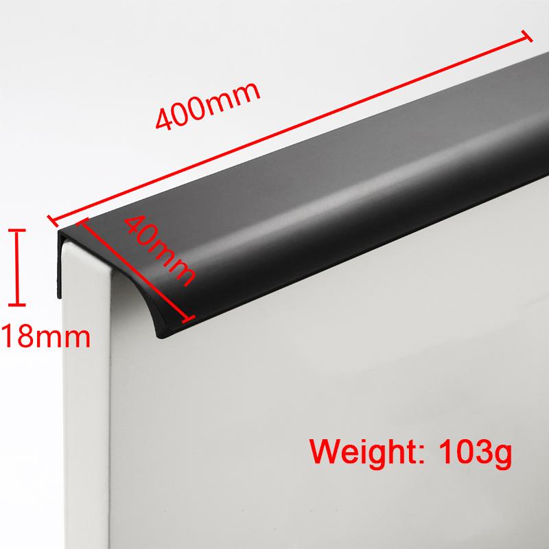 80500mm Skryté nábytkové úchytky zásuviek Kuchynská skrinka Dvere Čierne úchytky Zliatina hliníka Moderná hrana prsta Ťahadlá na šatník 1pcs