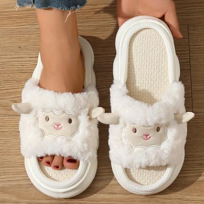 Slippers Cartoon Indoor Anti-slip and Sweat-absorbing Thick-soled Casual Cotton Shoes for Couples
