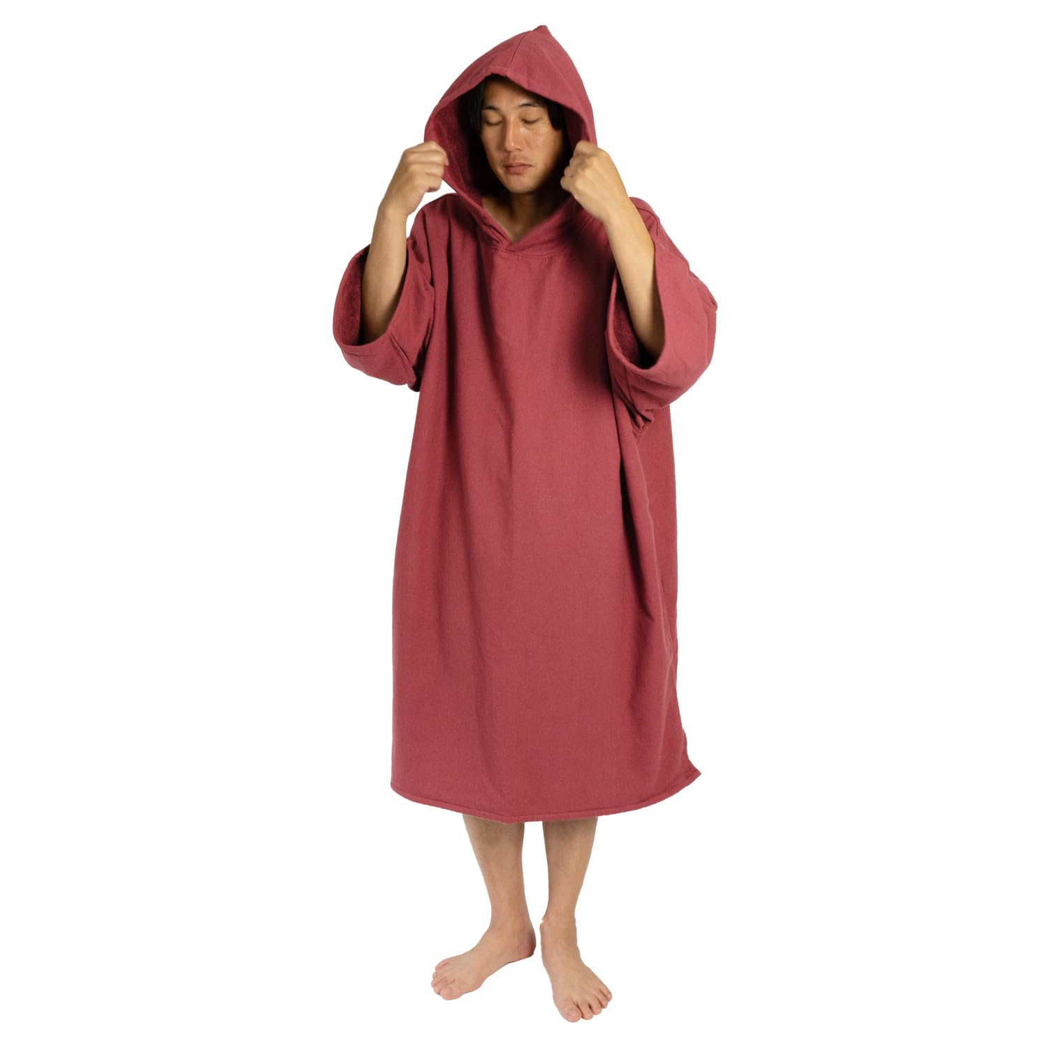 

oruTa Surf для мужчин и холодное полотенце Имабари Идеально подходит для бордового пончо, средний, с капюшоном, женский, погода, рукав до локтя, толстый, ткань, пляж, бассейн,