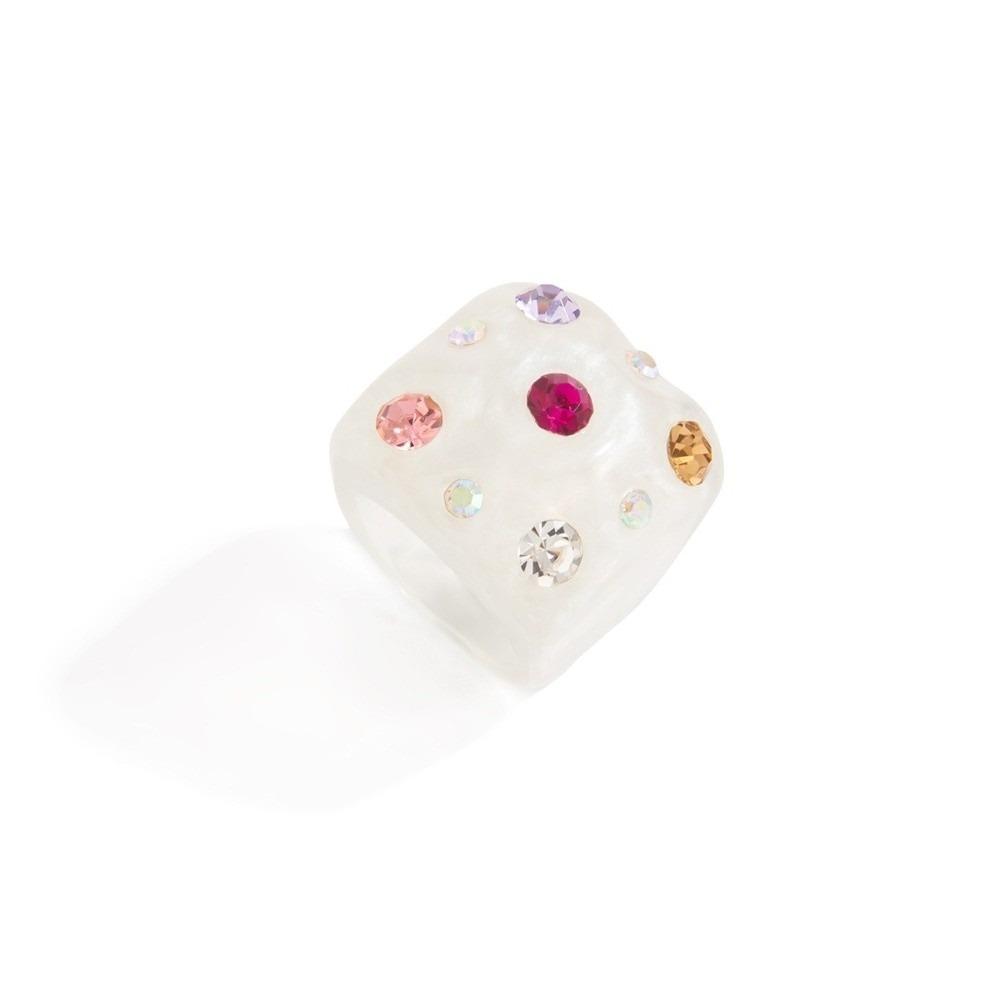 Square Shape Colorful Rhinestone Rings Jewelry Gift Square Ring Resin Finger Rings Valentine's Day