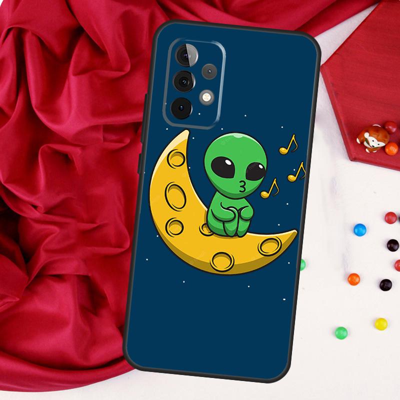 Aesthetics Cute Cartoon Alien For Samsung Galaxy A15 A55 A53 A33 A35 A22 A32 A52 A54 A34 A14 A56 A36 A26 A16 A05 A06 Case